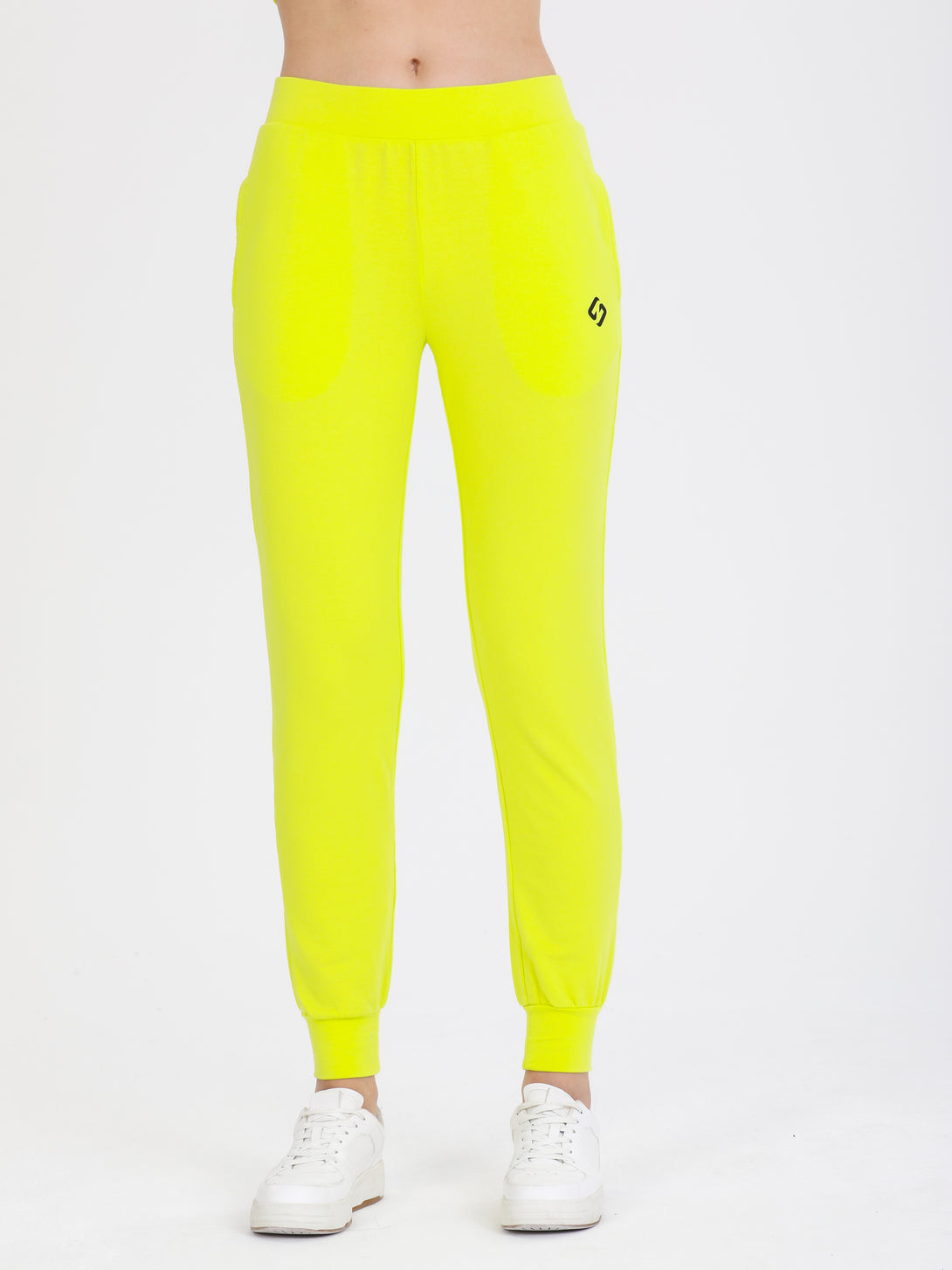 A Woman Wearing Limeade Color All-Day Womens Jersey Jogger
