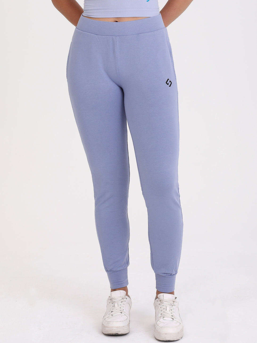 A Woman Wearing Purple Impression Color All-Day Womens Jersey Jogger