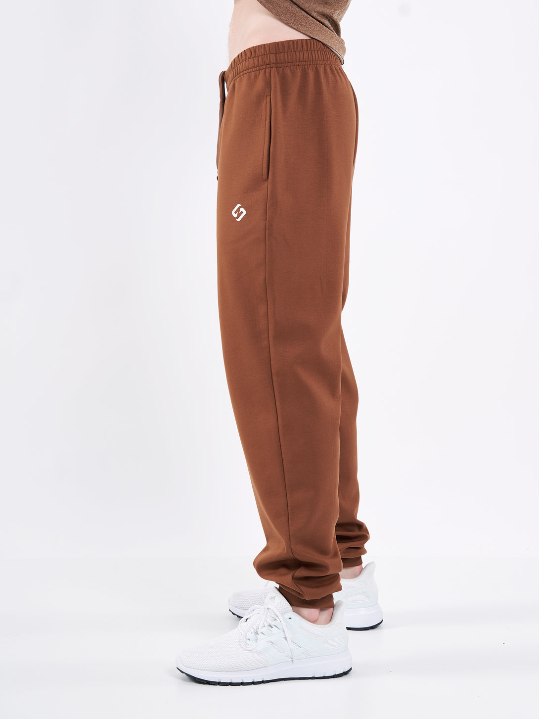 A Man Wearing Toffe Brown Color Durable Men's Joggers for All-Day Wear
