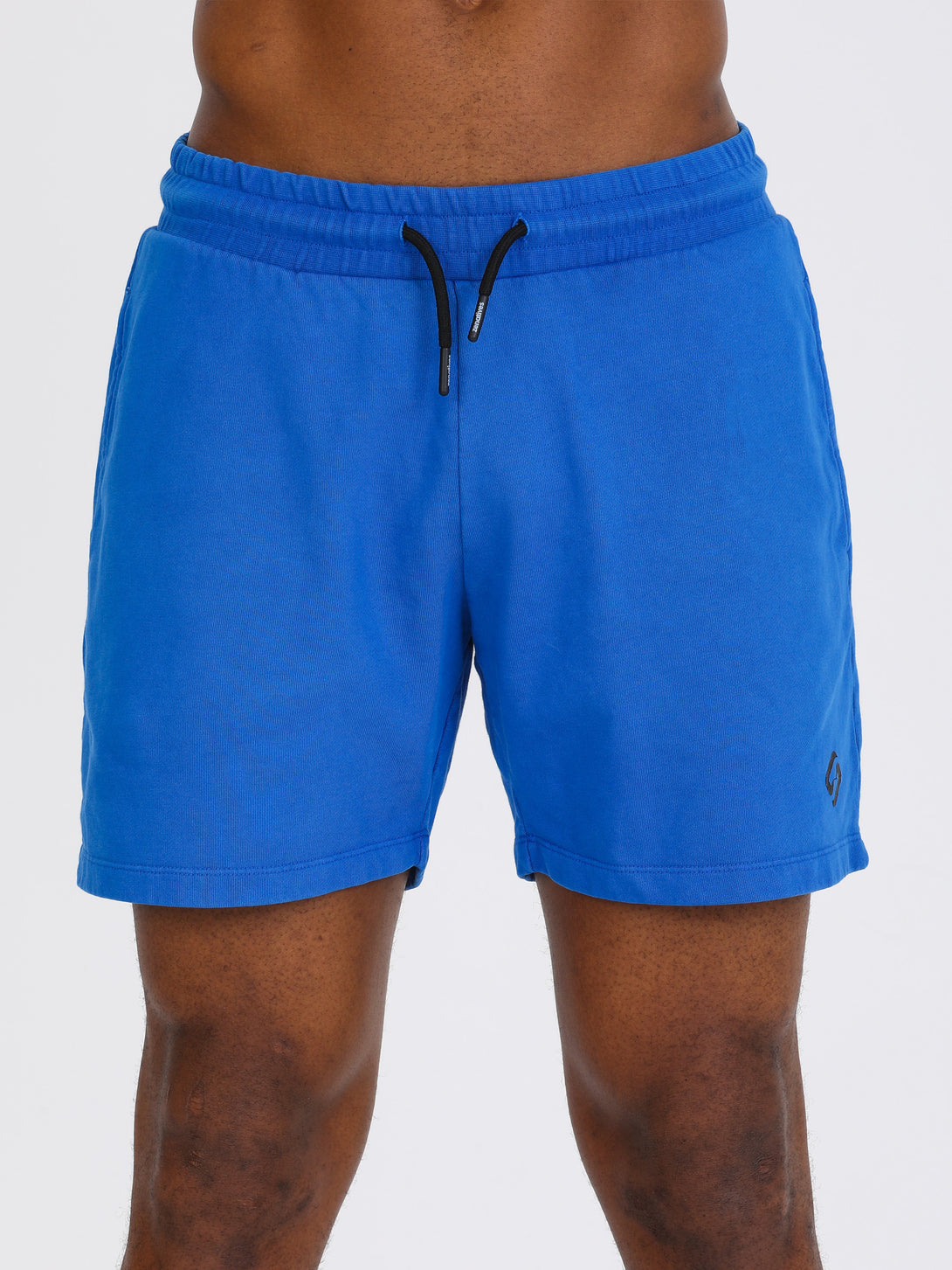 A Man Wearing Lapis Blue Color Essential Mens Workout Shorts