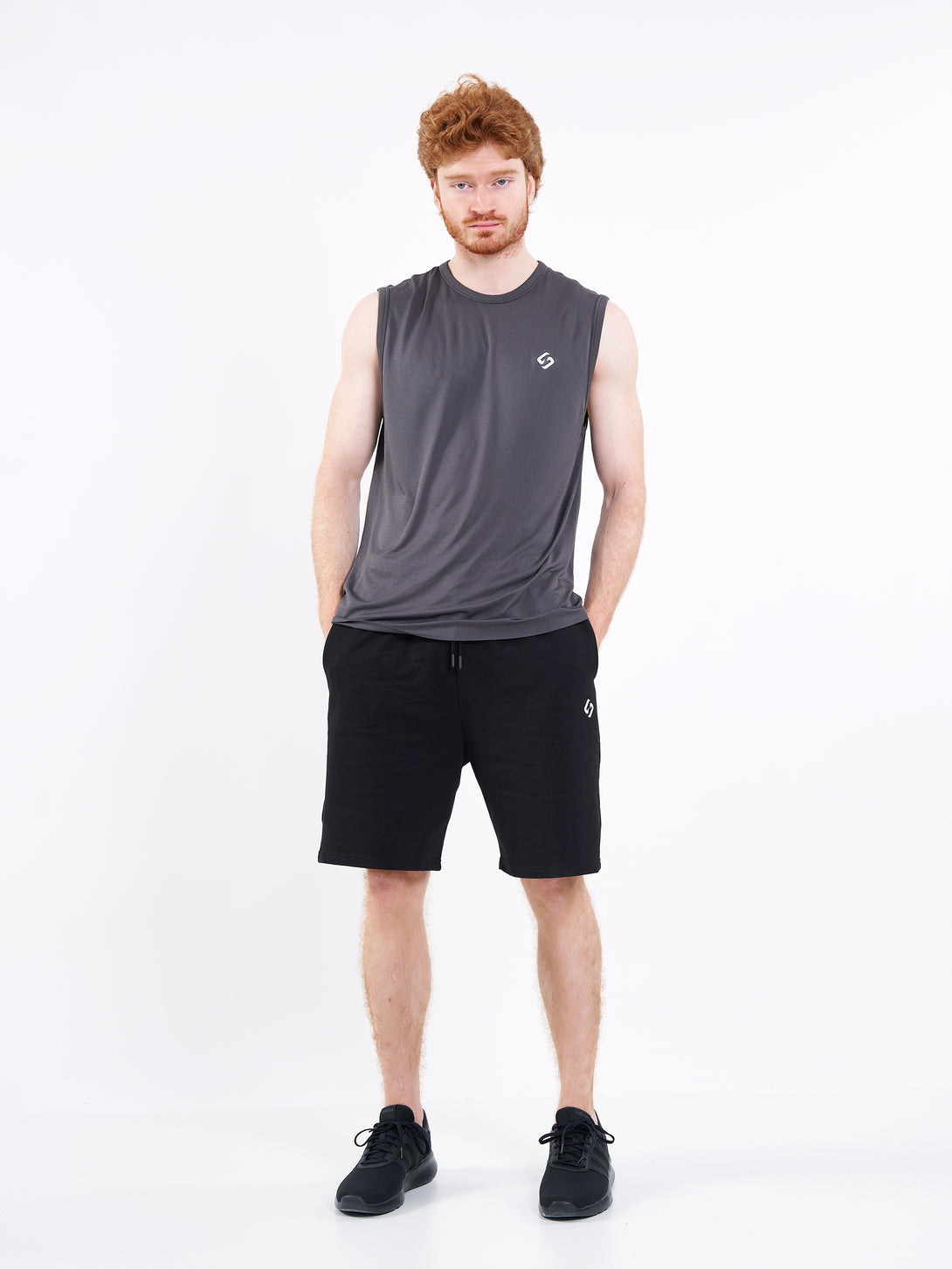 A Man Wearing Deep Black Color Men's Easy-Fit Shorts for All-Day Wear