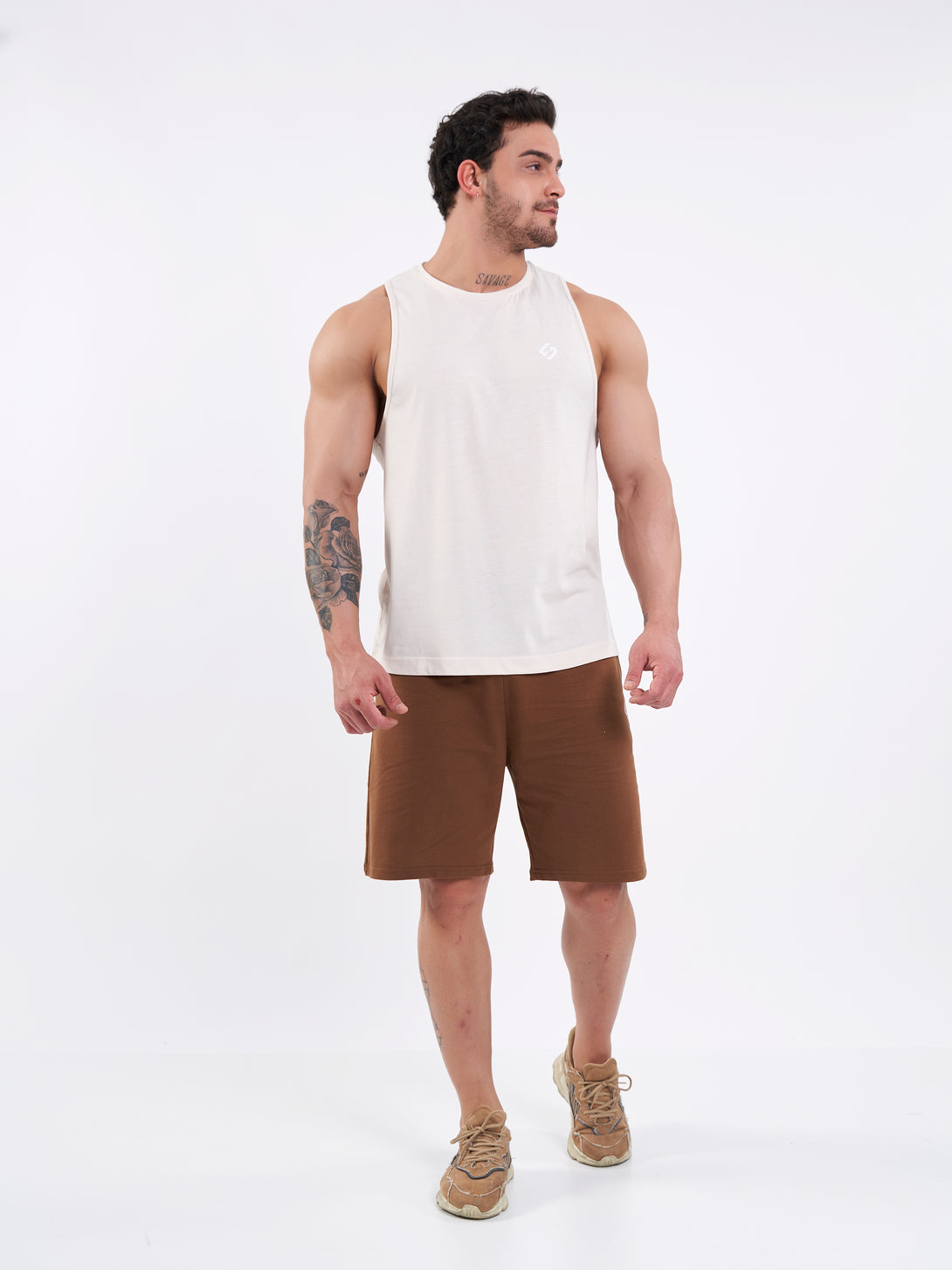 A Man Wearing Toffe Brown Color Men's Easy-Fit Shorts for All-Day Wear