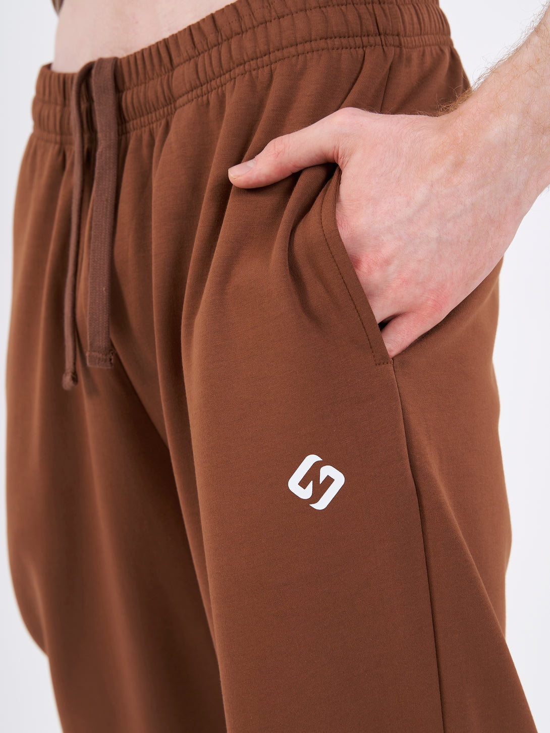 A Man Wearing Toffe Brown Color Durable Men's Joggers for All-Day Wear
