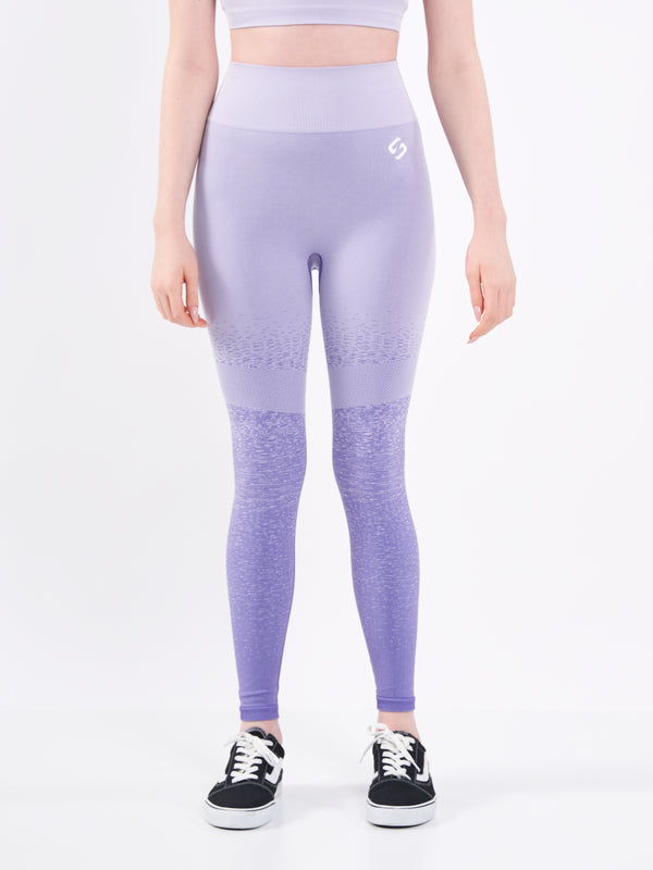 Color_Lavender Fields | A Women Wearing Lavender Fields Color Seamless High-Waist Leggings with Ombre Effect. Chic Comfort