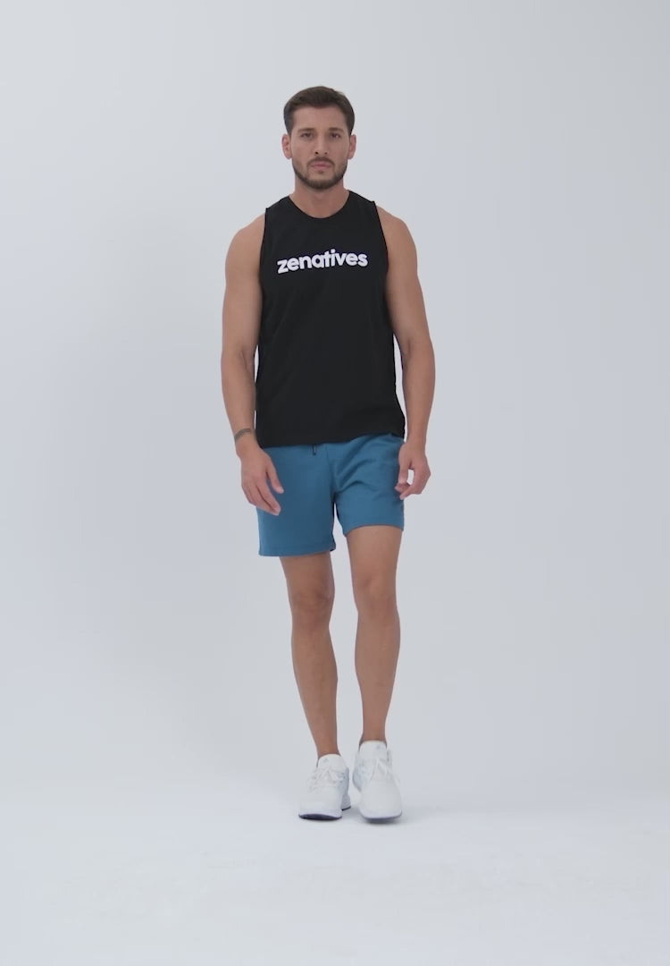 A Man Wearing Light Grey Melange Color Sleeveless Jersey Tank Top