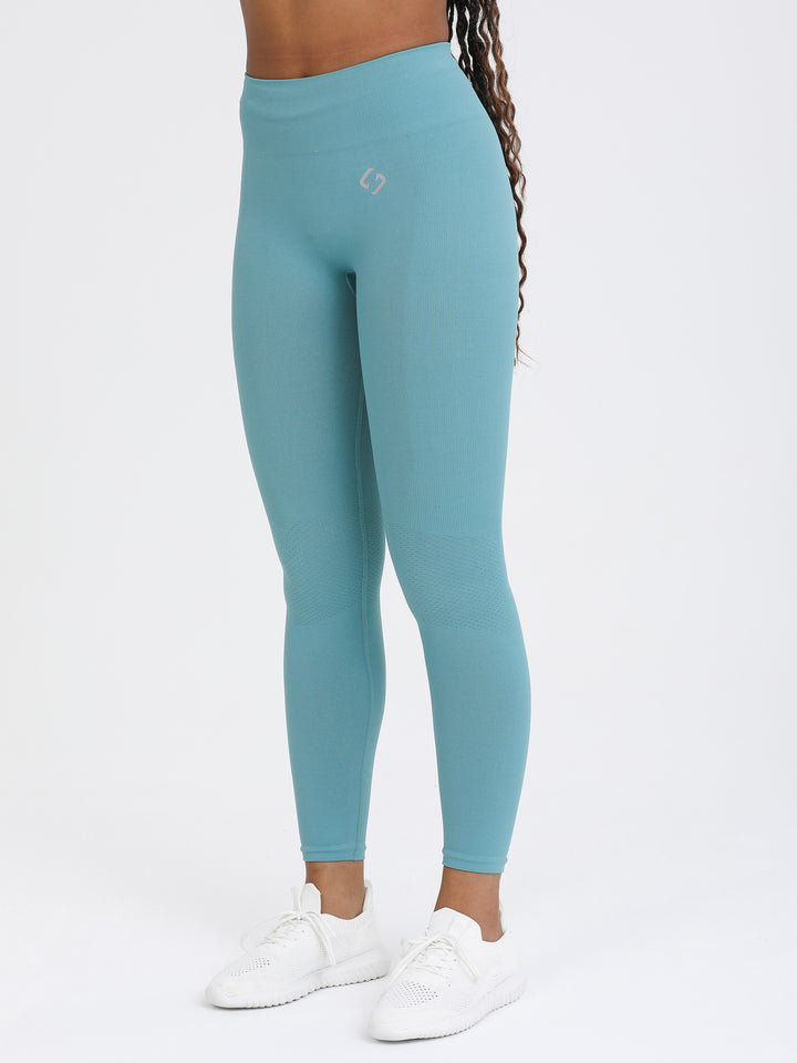 A Woman Wearing Arctic Color Seamless Full-Length Legging