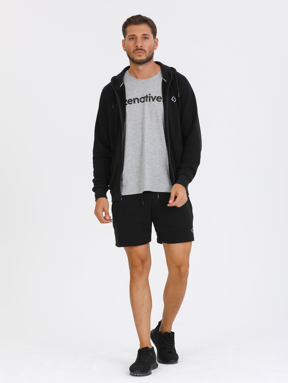 A Man Wearing Black Color Essential Mens Workout Shorts