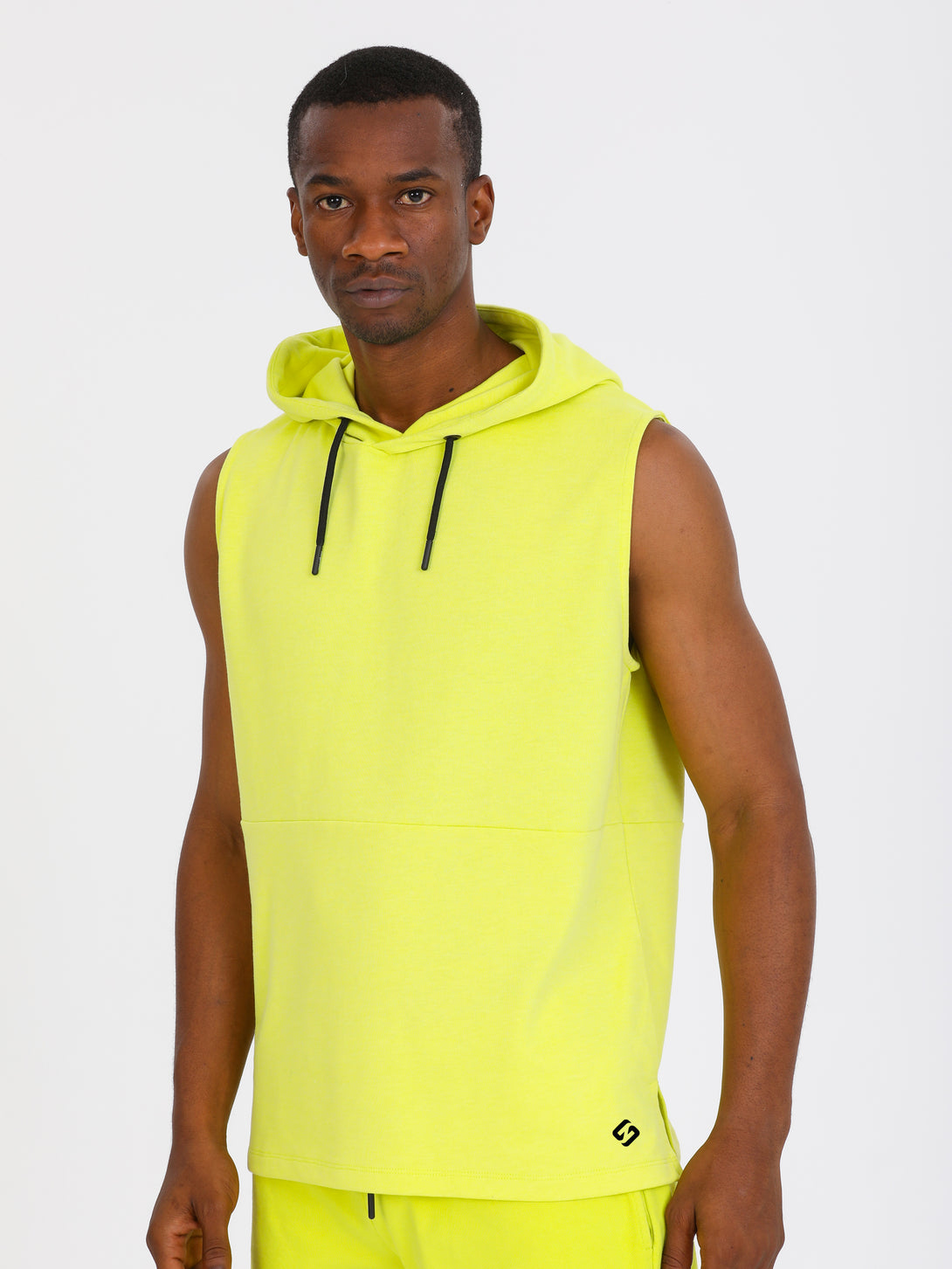 A Men Wearing Lime The Basic Hooded Vest