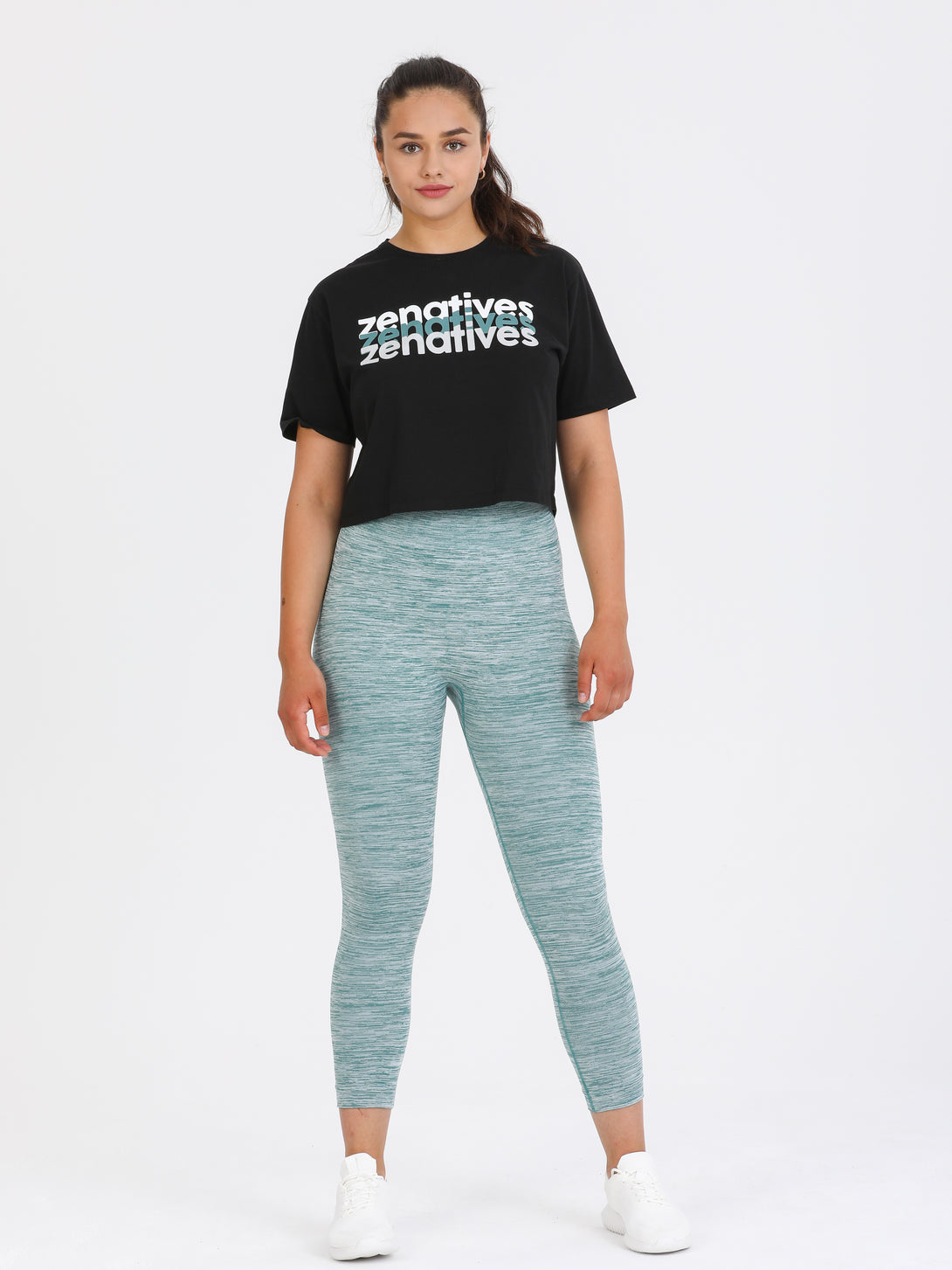 A Woman Wearing Black Color Zen And Chill Crop Tee
