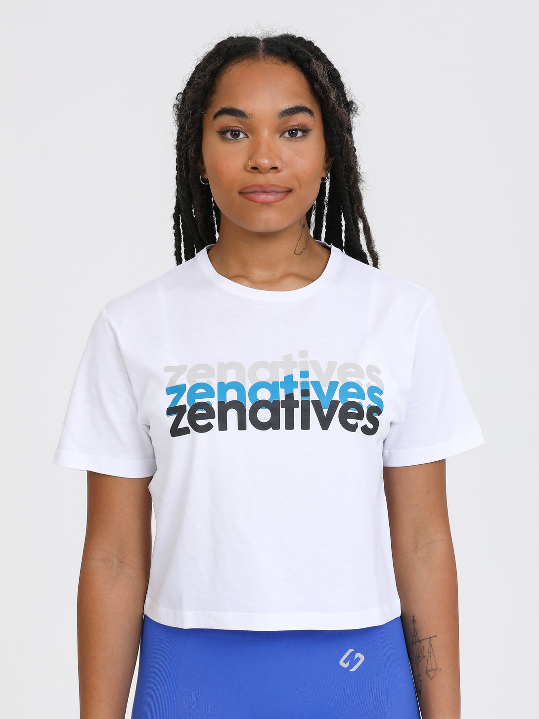A Woman Wearing White Color Zen And Chill Crop Tee