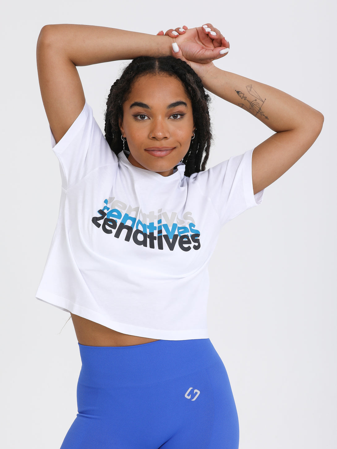 A Woman Wearing White Color Zen And Chill Crop Tee